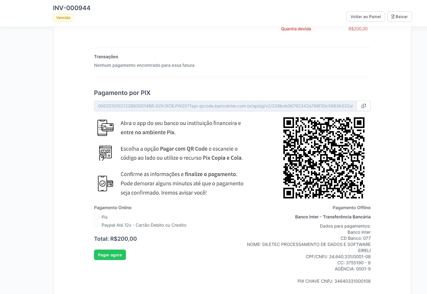 Integração de Pagamentos Banco Inter